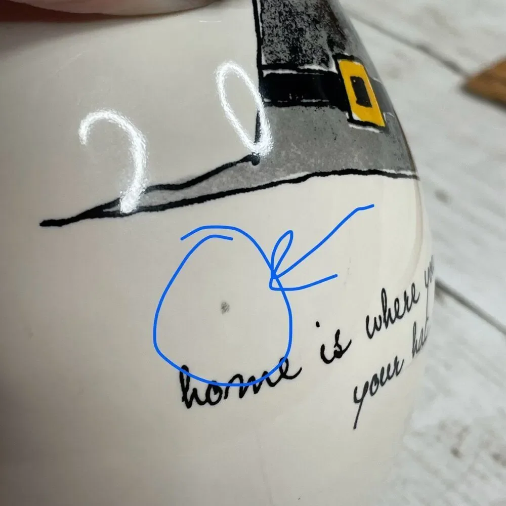 COPY - Rae Dunn Round Pilgrim or Witch’s Hat Mug “home is where you hang your h…